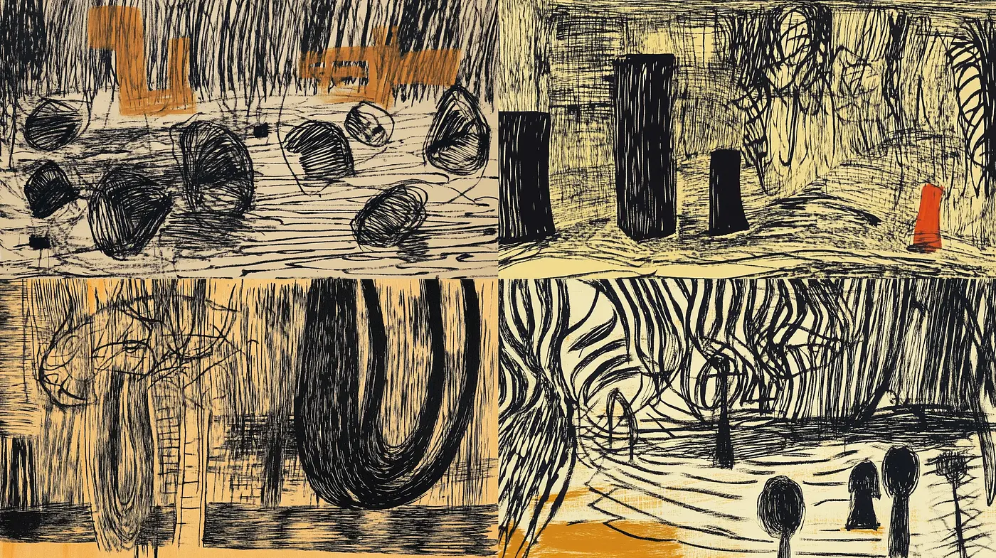 Abstract Textural Expressions in Monochromatic Harmony - Midjourney sref style