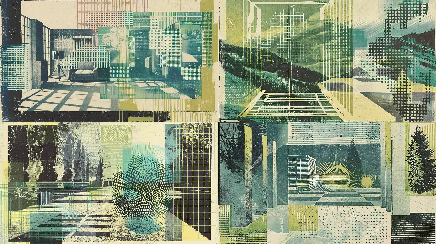 Retrofuturistic Halftone Synthesis: A Study in Dot Matrix Textures and Muted Tones - Midjourney sref style