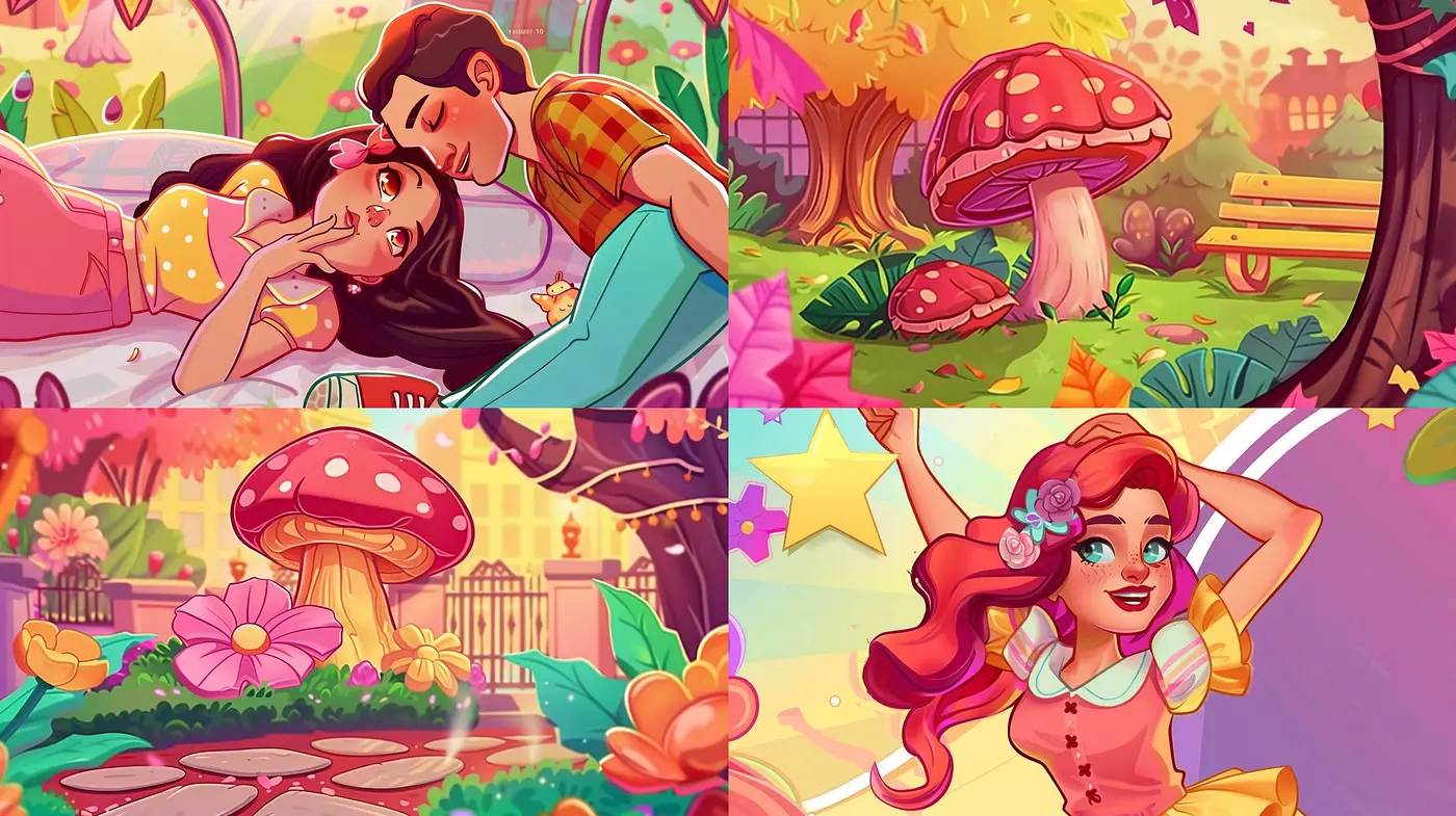 Whimsical Pastel Dreamscape: A Fusion of Cartoonish Charm and Soft Textural Bliss - Midjourney sref style