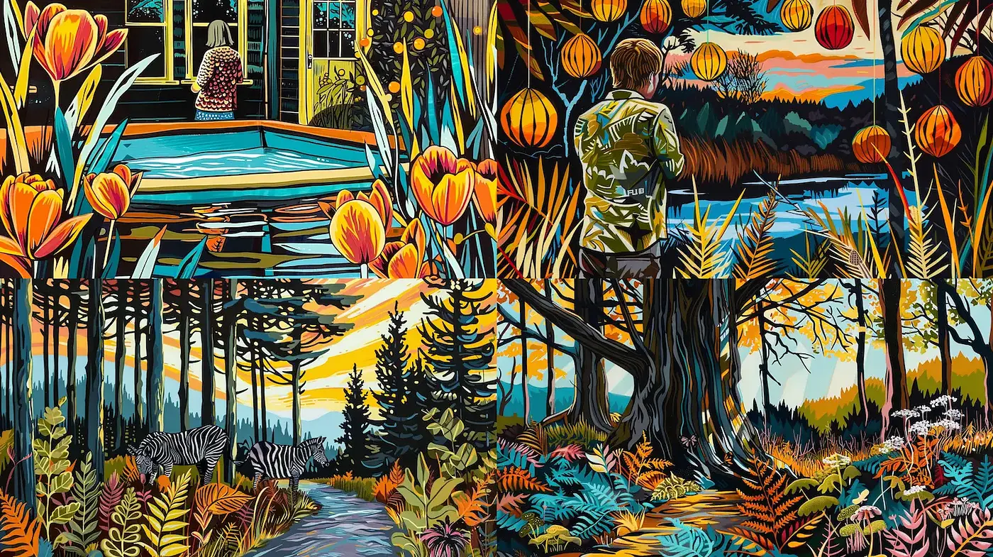 Vibrant and Detailed Nature-Themed Artwork with a Consistent Artistic Approach - Midjourney sref style