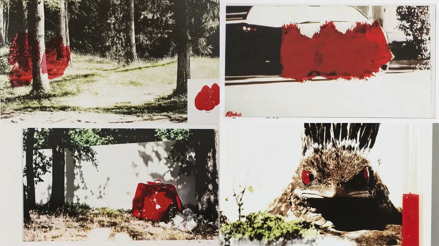 Abstract Naturalism with Red Interventions - Midjourney sref style