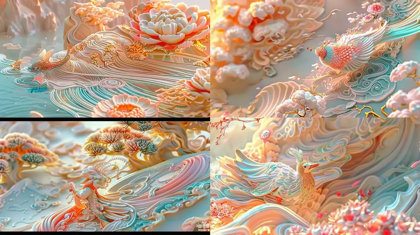Ornate dreamlike landscapes with a whimsical flair - Midjourney sref style