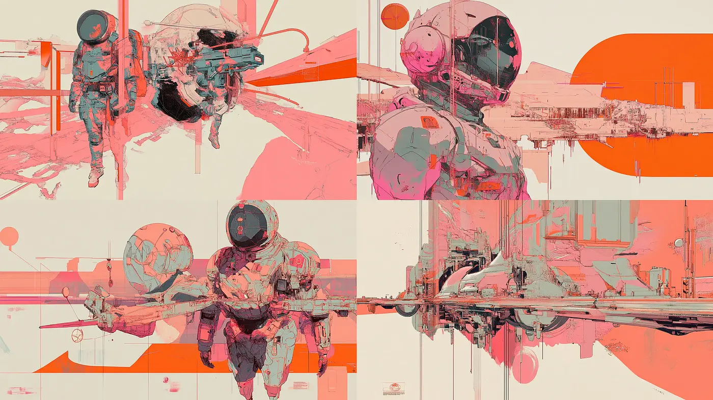 Futuristic Abstraction in Coral and Cream - Midjourney sref style
