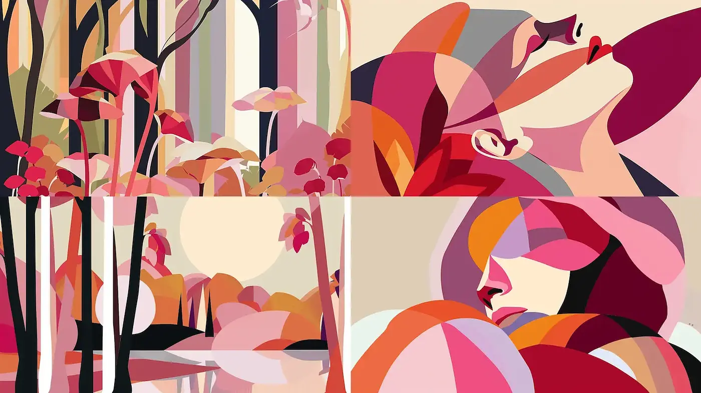 Vibrant and Abstract Influences in a Colorful Natural World - Midjourney sref style