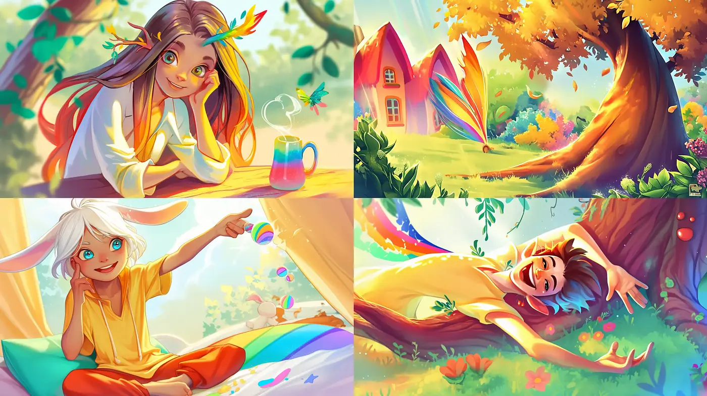Luminous Whimsy: A Fusion of Warm Tones and Playful Fantasy in Illustration - Midjourney sref style