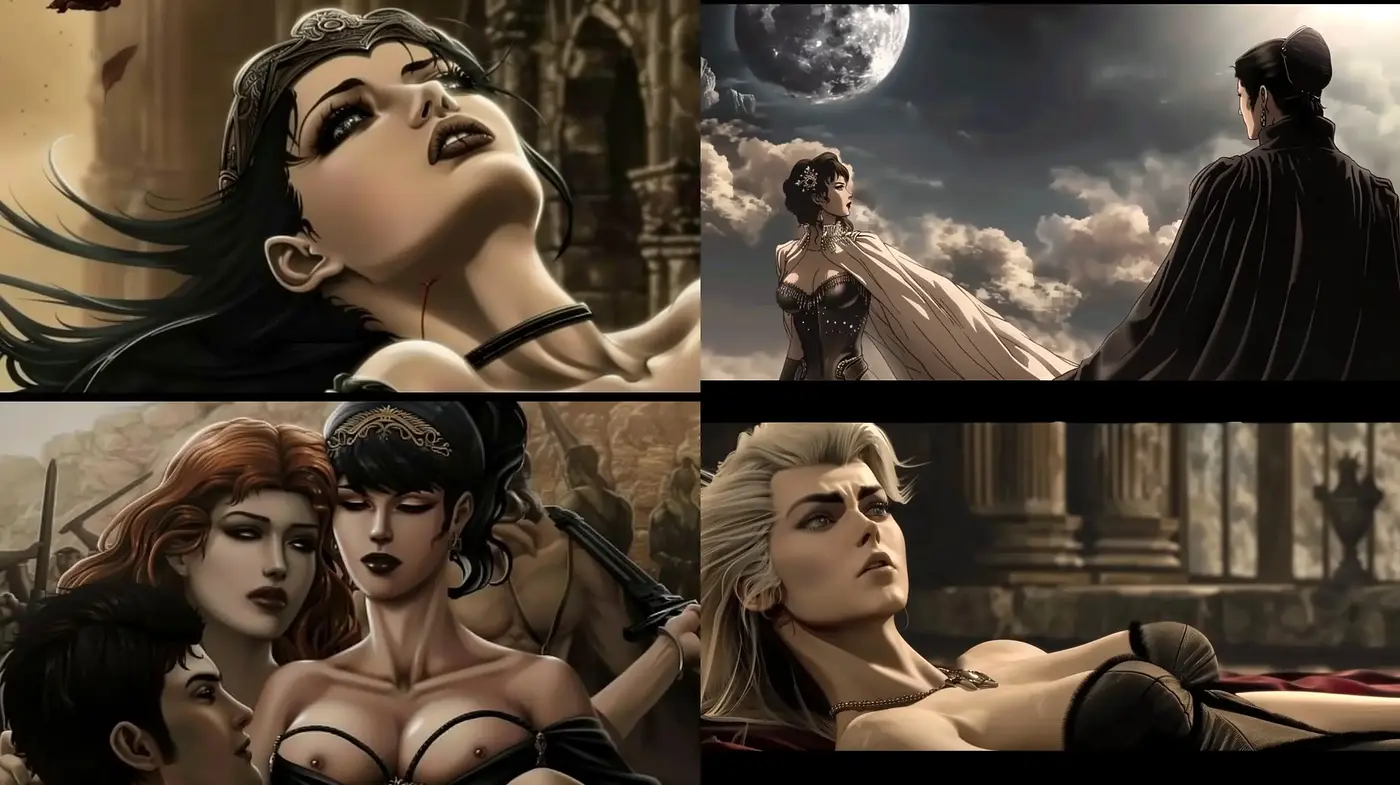 Gothic Elegance in Moonlit Monochrome: A Homage to Dark Romanticism - Midjourney sref style