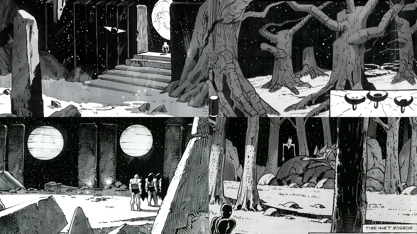 Monochromatic Twilight: A Homage to Classic Comic Book Artistry - Midjourney sref style