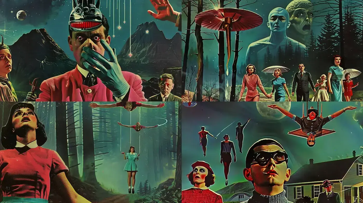 Surreal and Dramatic Retro Sci-Fi with a Touch of Surrealism - Midjourney sref style