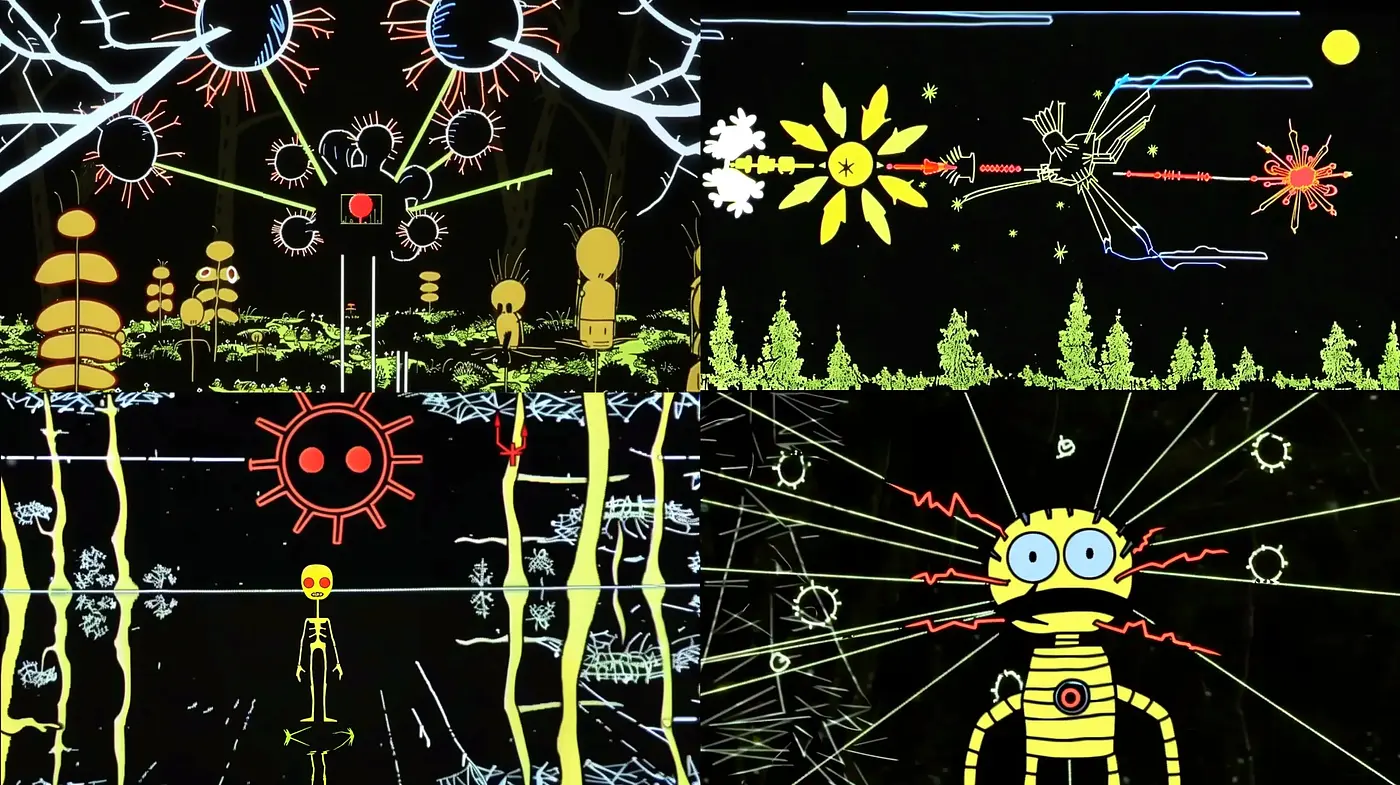 Luminous Cybernetic Dreamscape: A Neon-Noir Fusion - Midjourney sref style