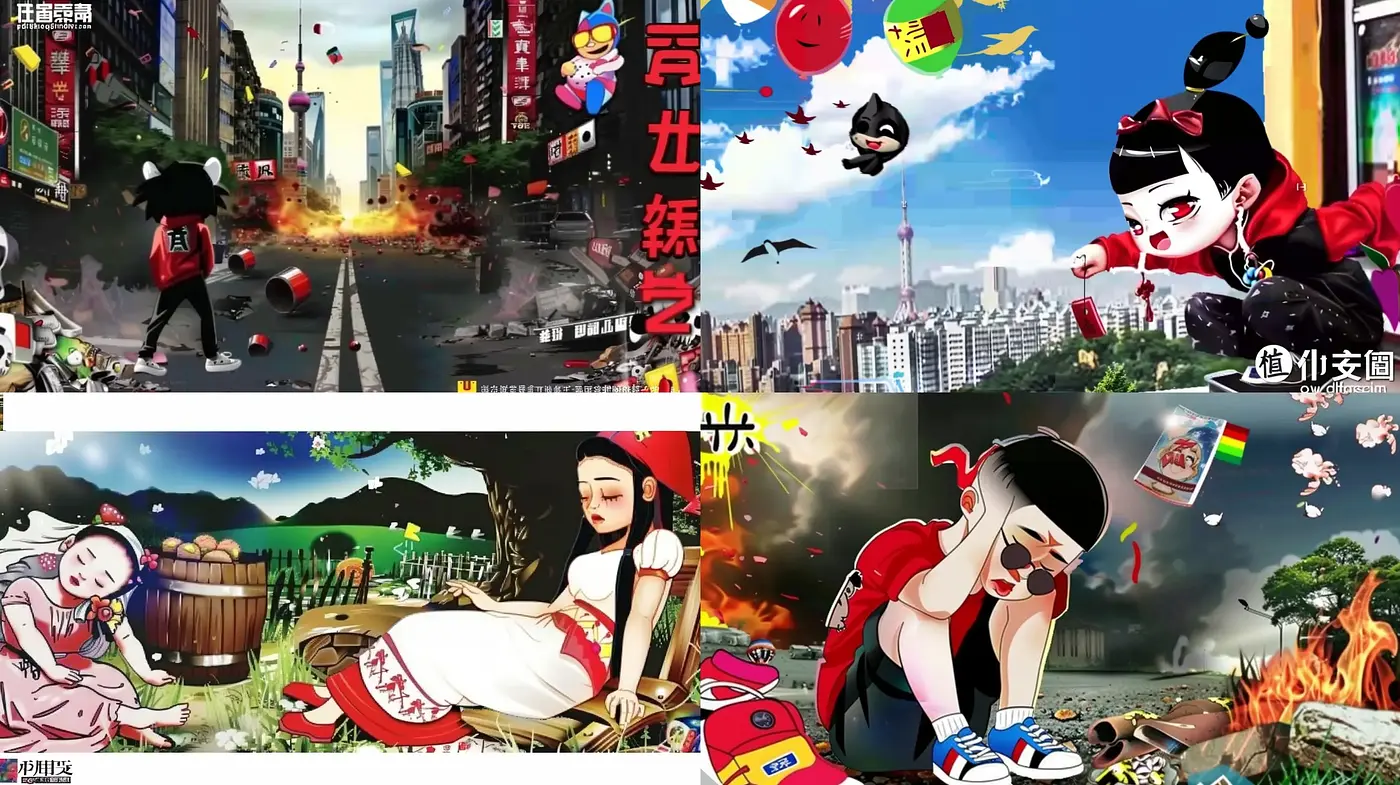 Vibrant Cross-Cultural Comic Fusion with a Dynamic Urban Backdrop - Midjourney sref style