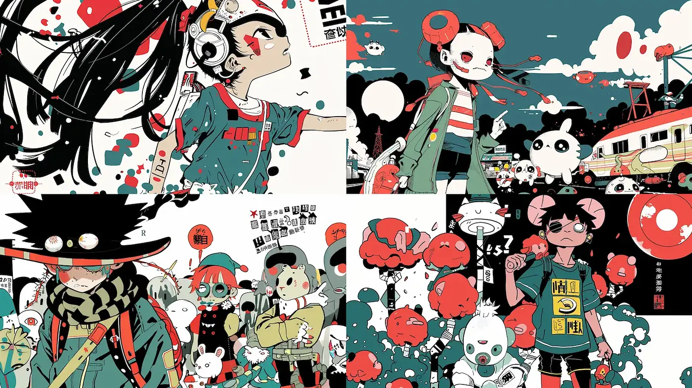 Vibrant and Whimsical Urban Fantasy Illustrated in Contemporary Manga Style - Midjourney sref style