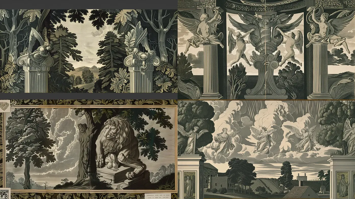Elegance of Neo-Classical Tapestry: A Homage to Engraved Illusions - Midjourney sref style