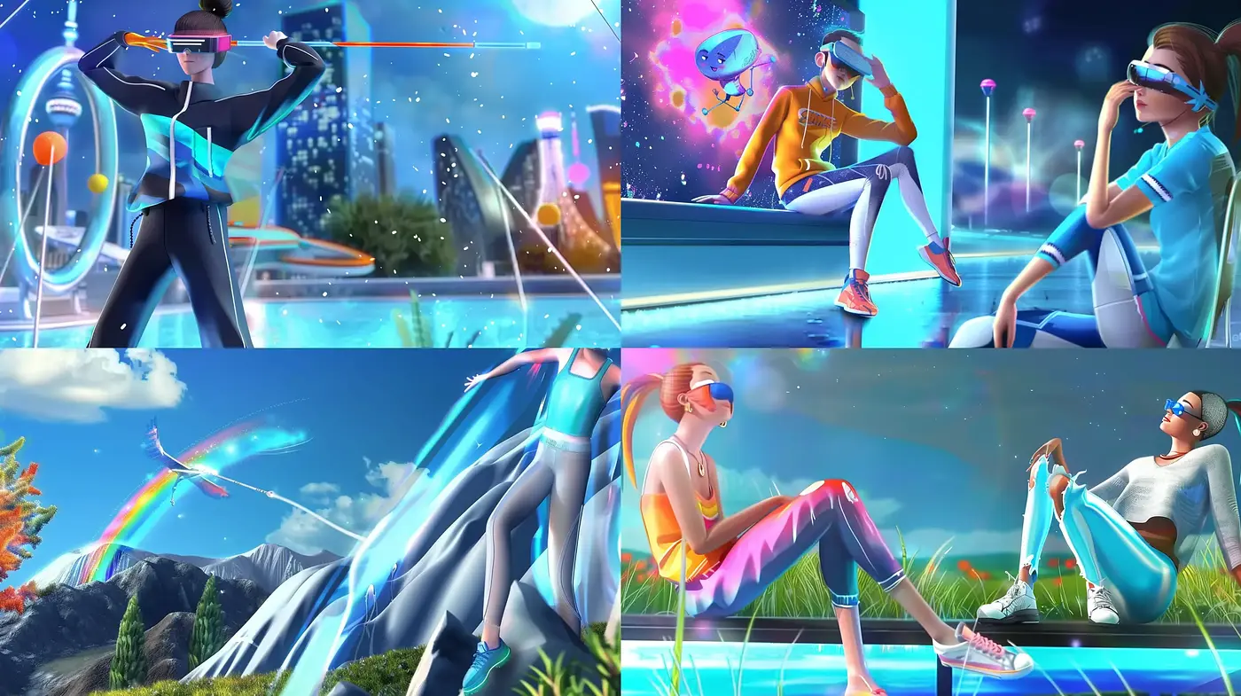 Futuristic Virtual Dreamscape in Vivid Digital Art - Midjourney sref style