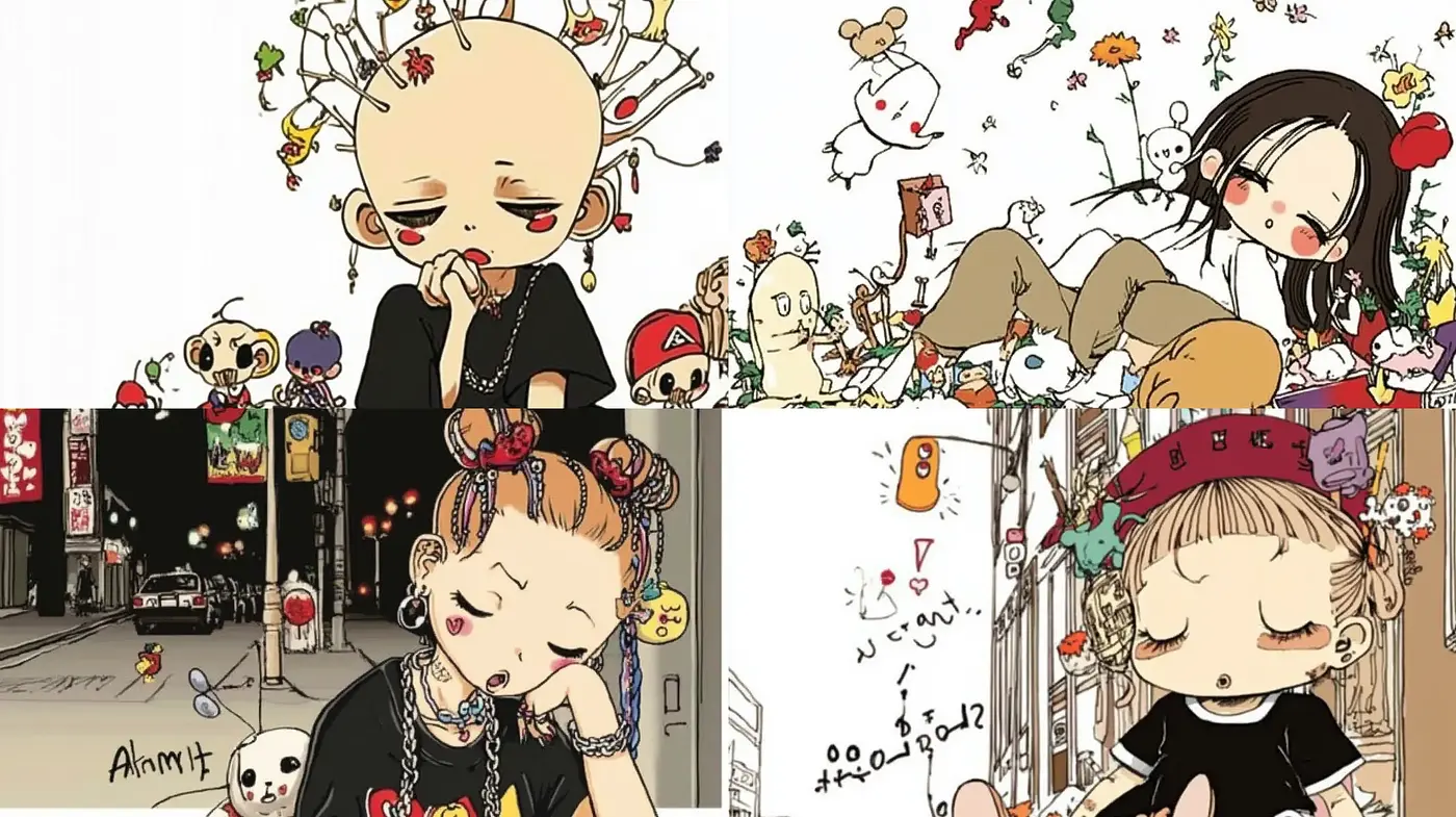 Whimsical Cartoon Fusion with a Touch of Street Art Influence - Midjourney sref style