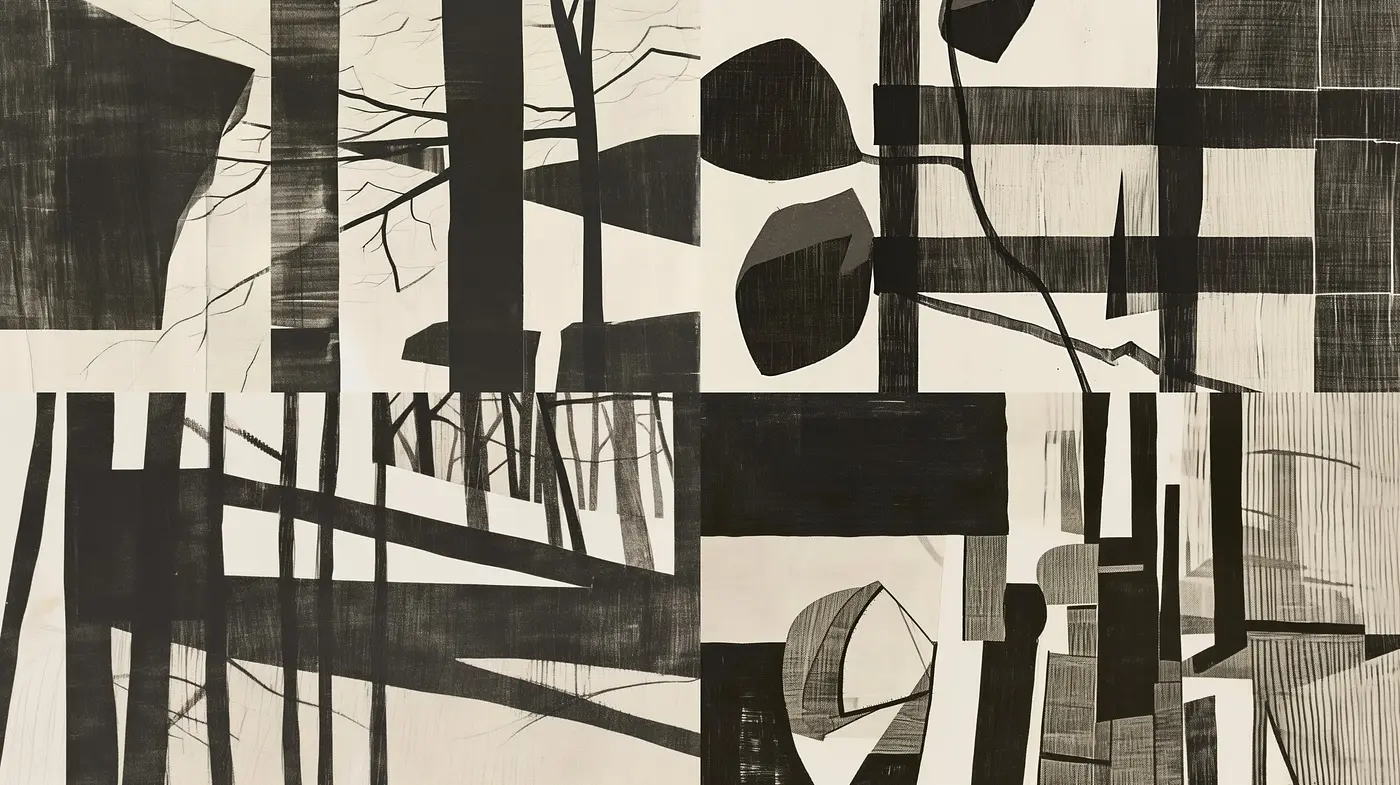 Monochromatic Mélange with Textured Abstraction - Midjourney sref style