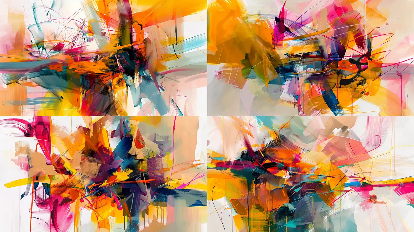 Whirling Brushstrokes of Chromatic Fusion - Midjourney sref style