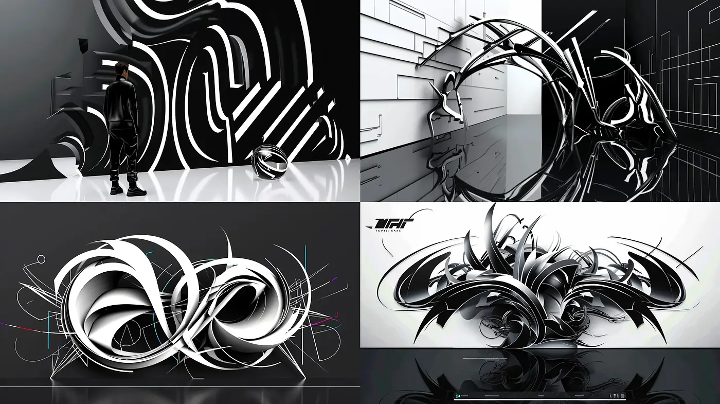 Futuristic Monochromatic Abstraction - Midjourney sref style