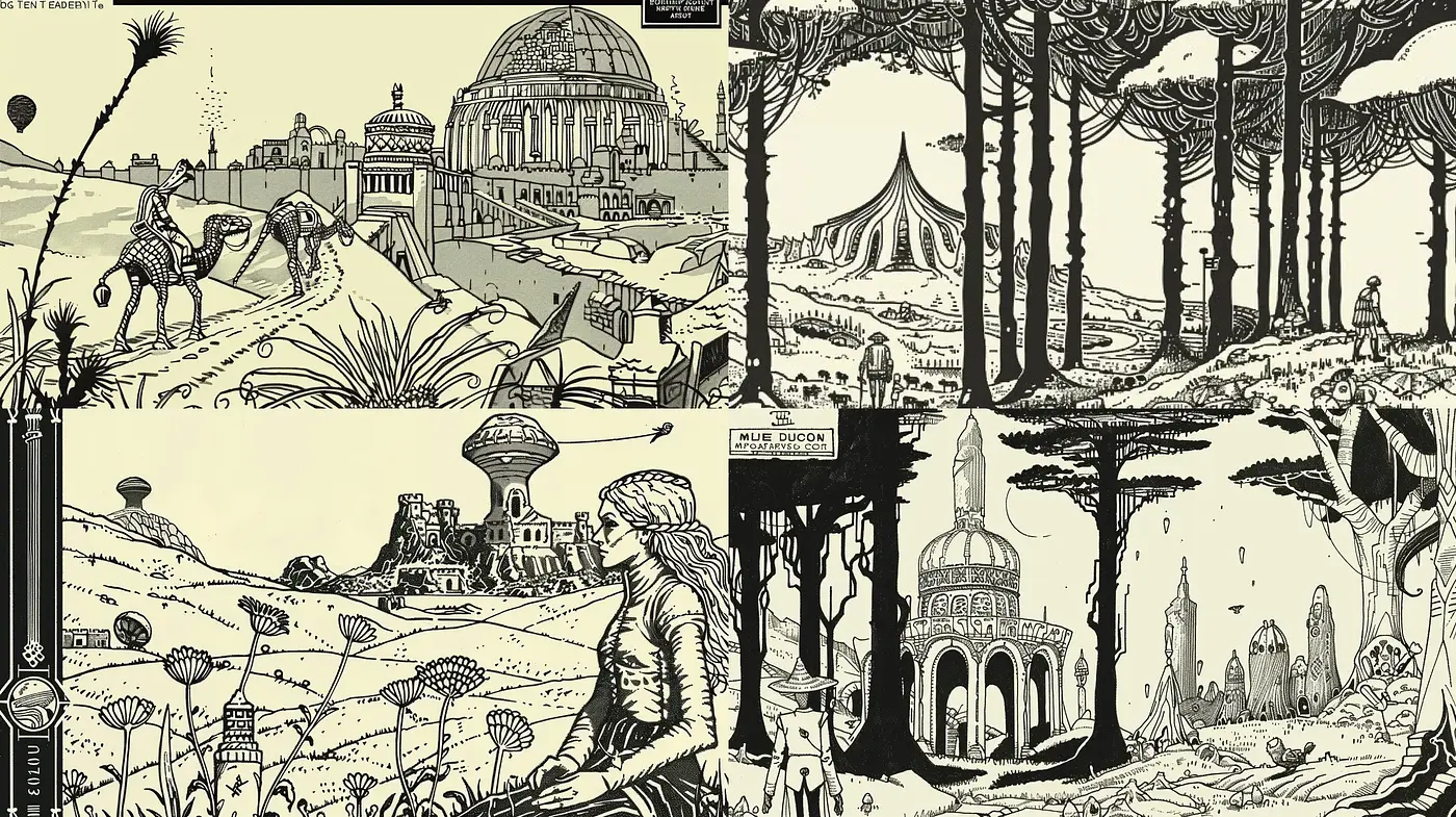 Monochromatic Ethereal Dreamscape Illustrations - Midjourney sref style