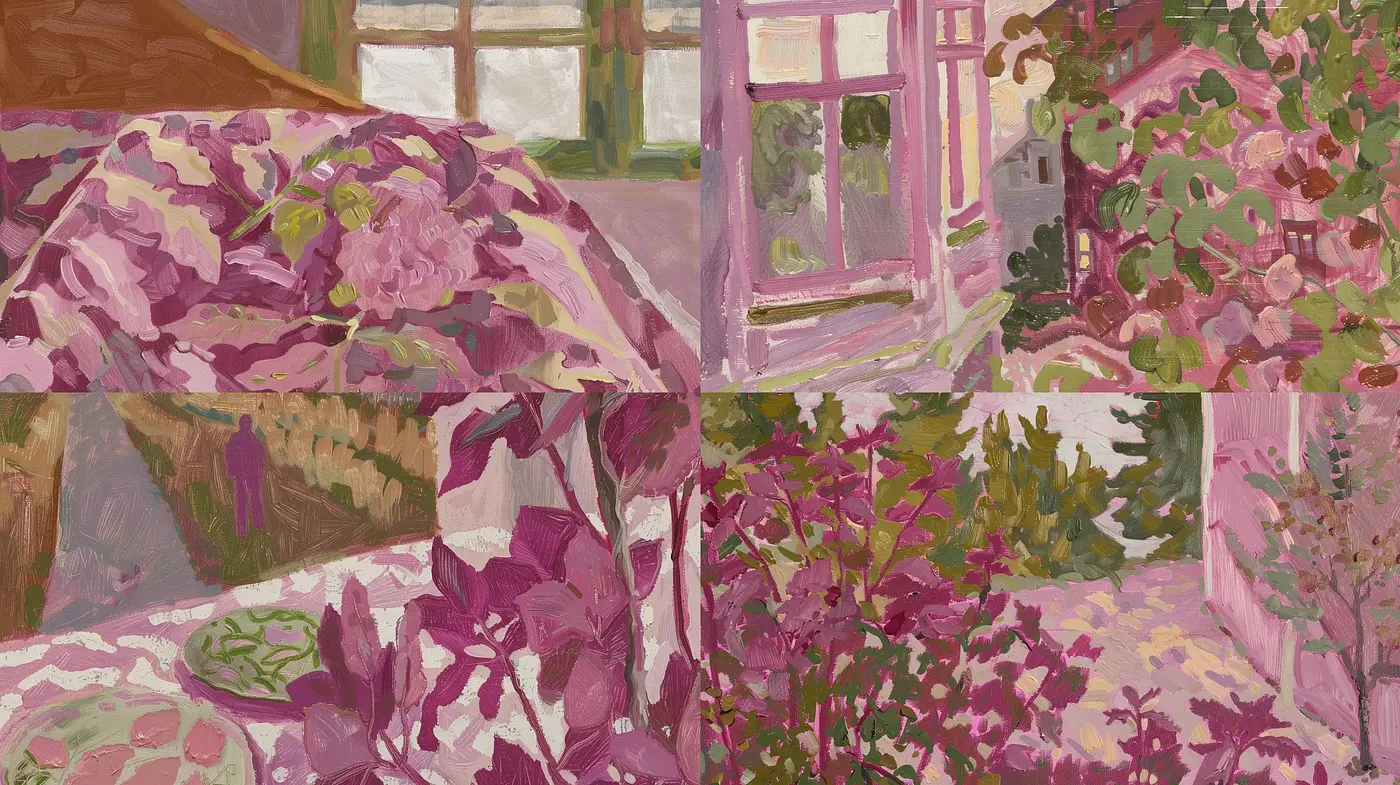 Consistent Hues of Purple Harmony in Textured Brushwork - Midjourney sref style