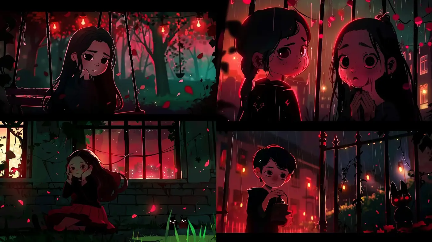 Enigmatic Twilight Hues: A Harmonized Anime-inspired Visual Symphony - Midjourney sref style