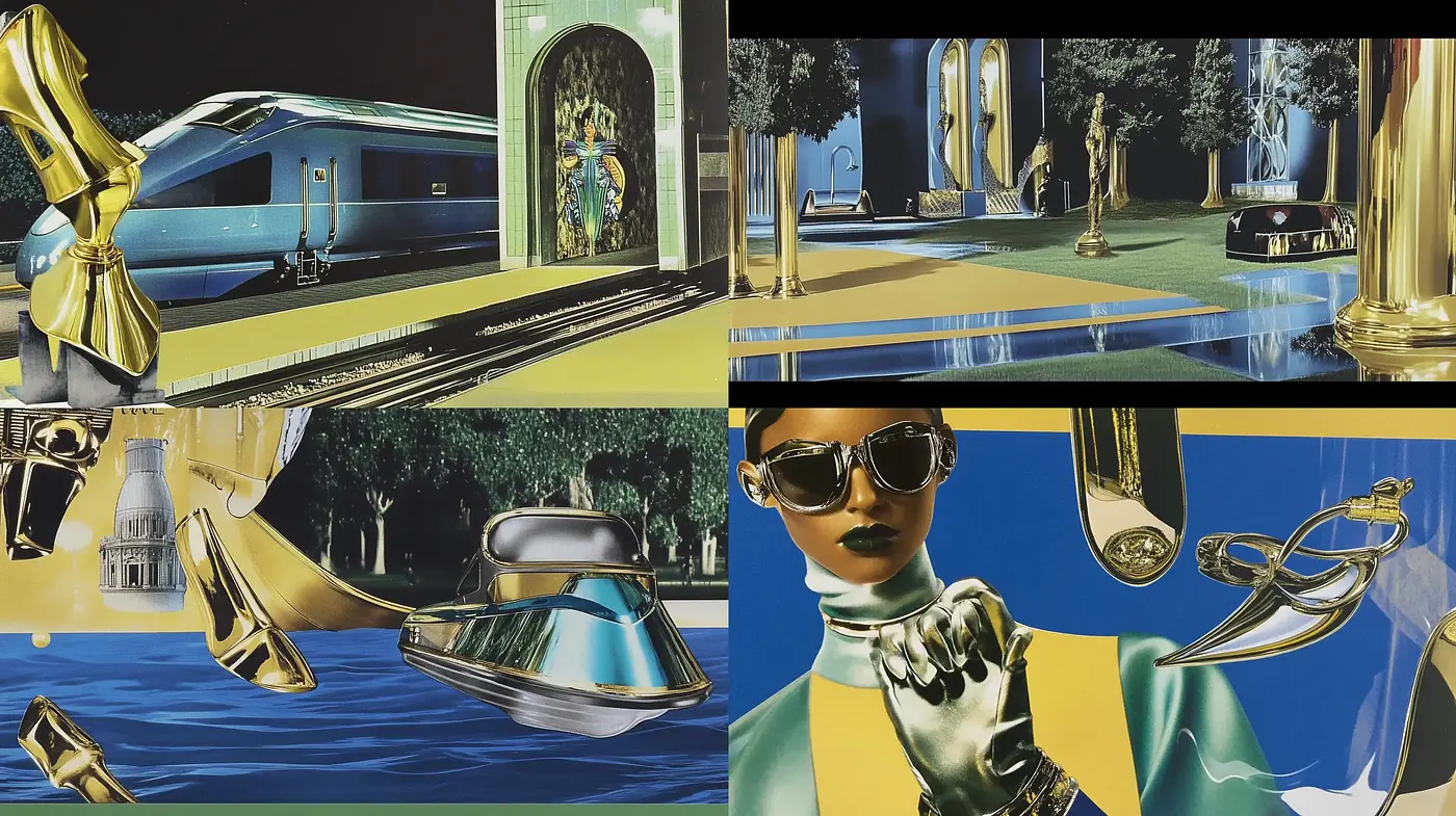 Futuristic Elegance with Retro Vibes and Sleek Surfaces - Midjourney sref style