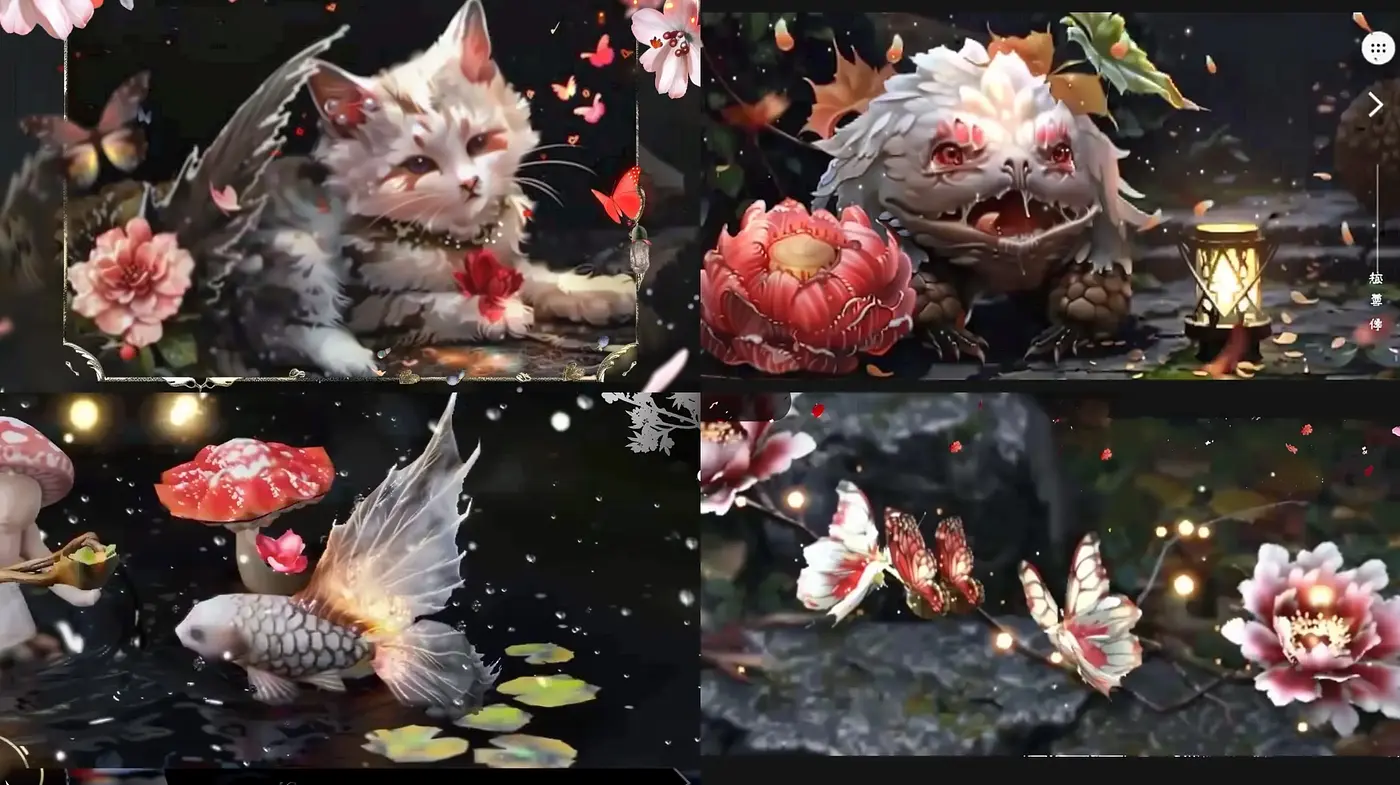 Ethereal Mythical Nocturnes: A Tapestry of Blooms and Beasts - Midjourney sref style