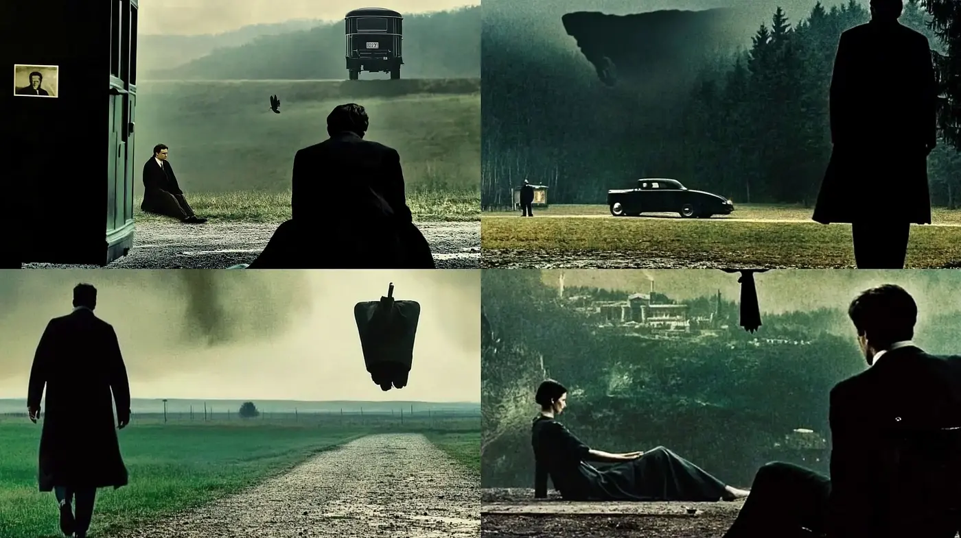 Cinematic Elegance in Somber Tones: An Homage to Classic Film Noir Aesthetics - Midjourney sref style