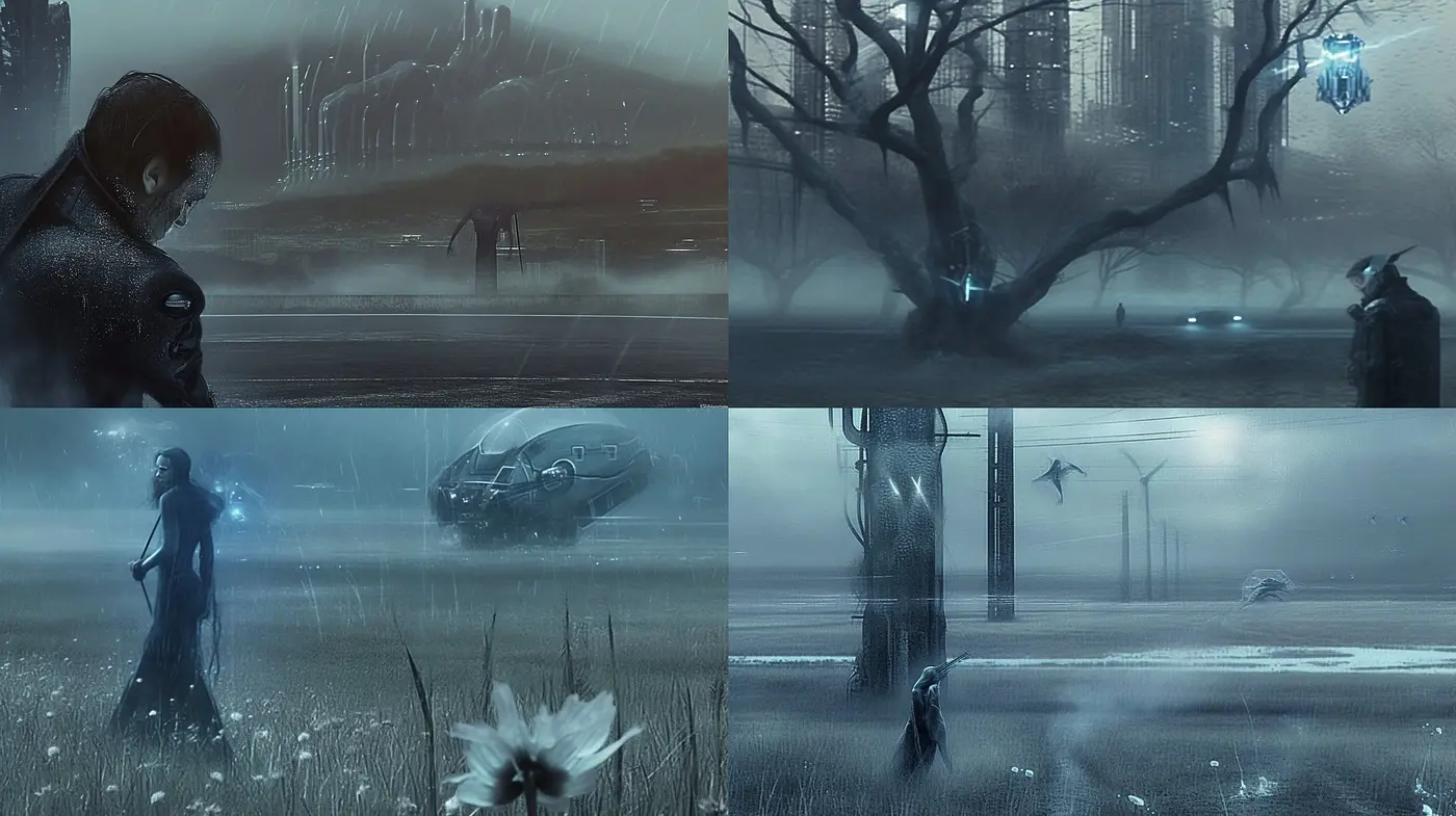 Ethereal Monochromatic Dreamscape: An Homage to Atmospheric Tranquility - Midjourney sref style