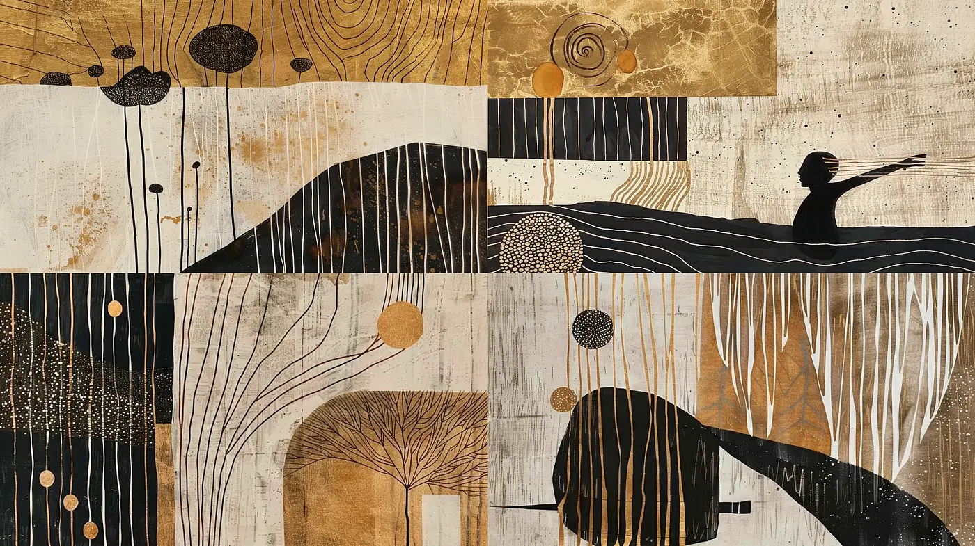 Abstract Earthy Textures and Organic Forms Blended in Harmonious Unity - Midjourney sref style