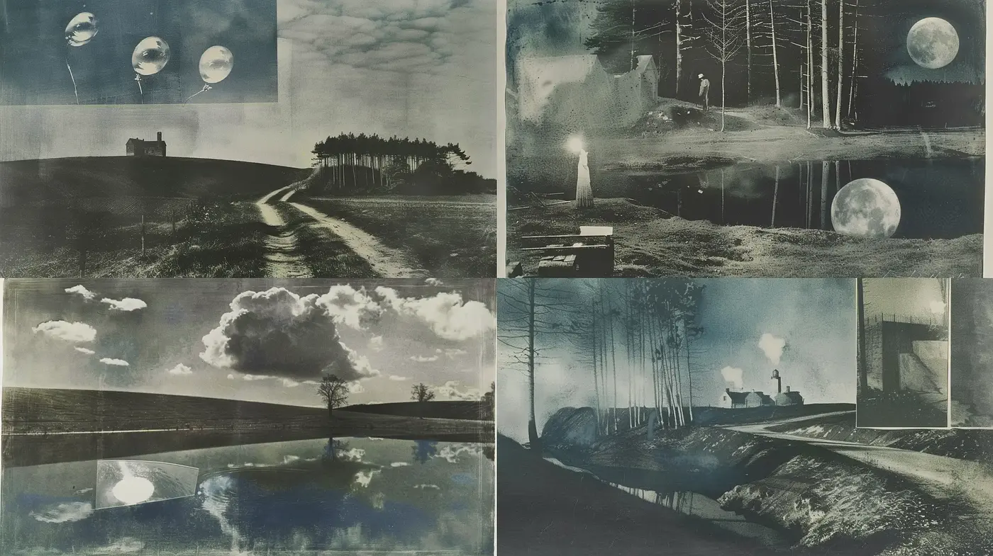 Surreal Dreamscapes in Monochrome - Midjourney sref style