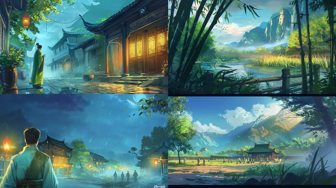 Ethereal Dawn to Dusk: A Harmonious Blend of Serene Landscapes and Idyllic Ambience - Midjourney sref style
