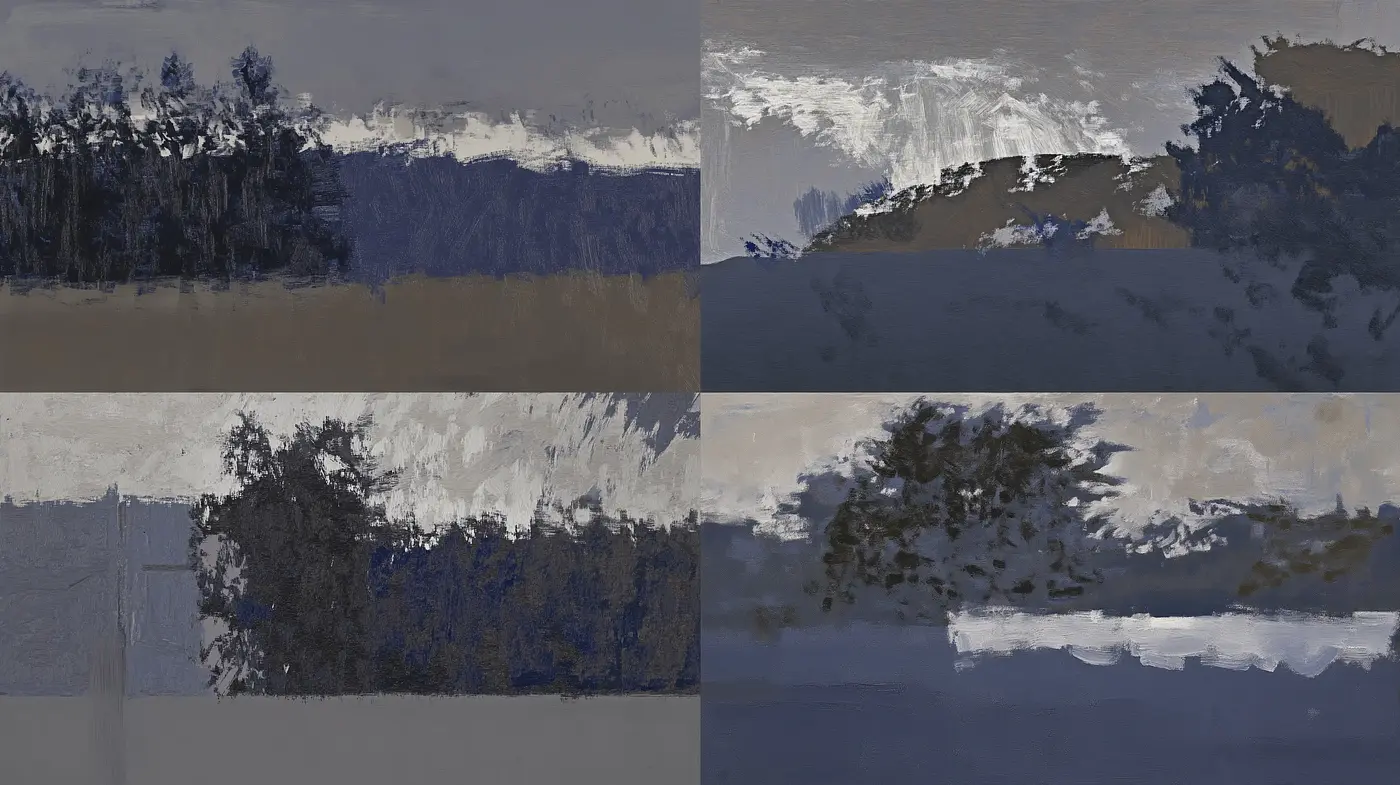 Abstract Textured Luminosity: A Study in Blue and Earth Tones - Midjourney sref style