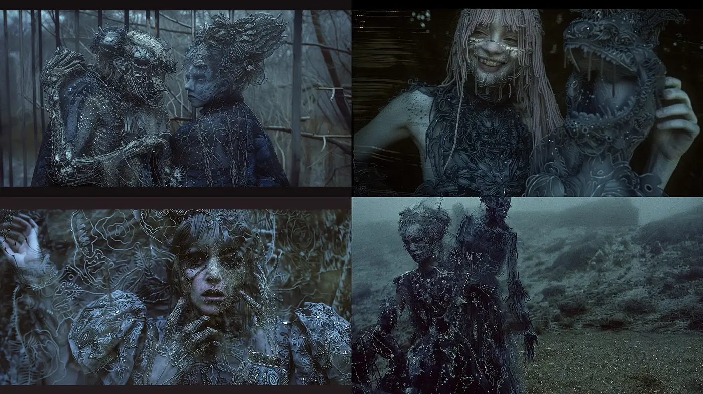 Ethereal Gothic Fantasy: A Dark Enchantment in Monochrome - Midjourney sref style