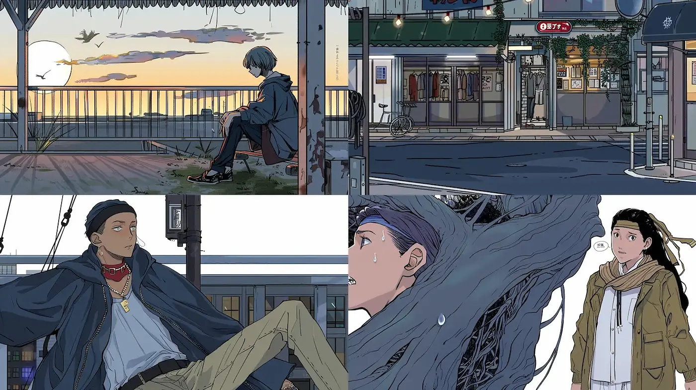 Contemporary Urban Vignettes with a Reflective Touch - Midjourney sref style