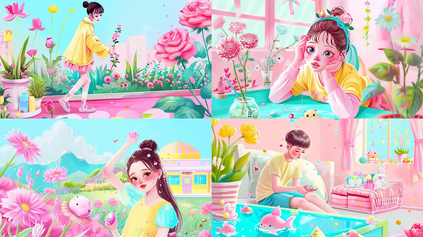 Colorful and Playful Illustrations with a Whimsical Touch - Midjourney sref style