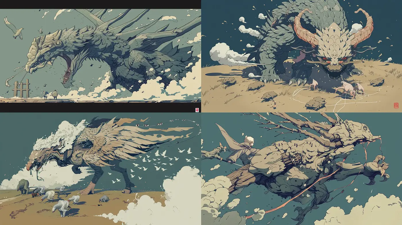 Ethereal Mythos in Muted Earth Tones - Midjourney sref style