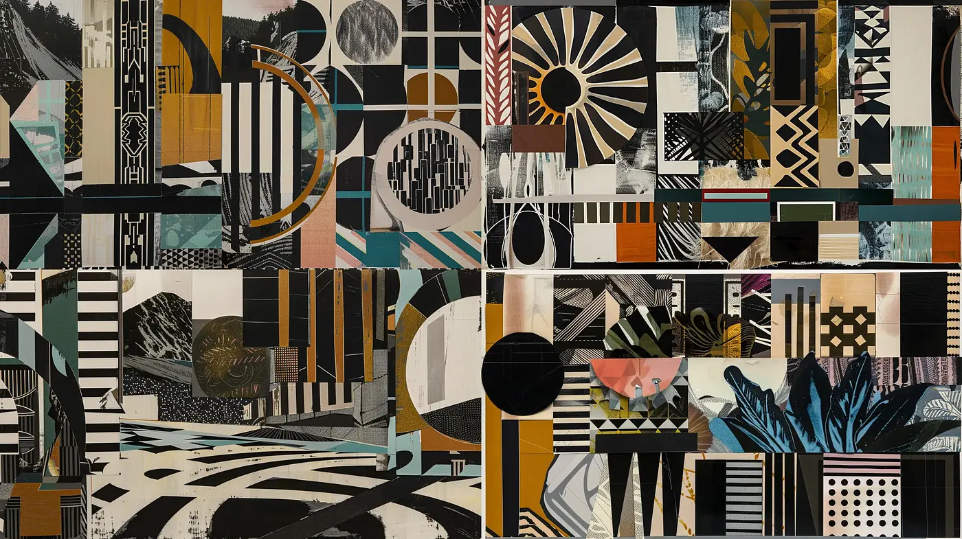 Abstract Geometrical Montage in Earthy Tones - Midjourney sref style