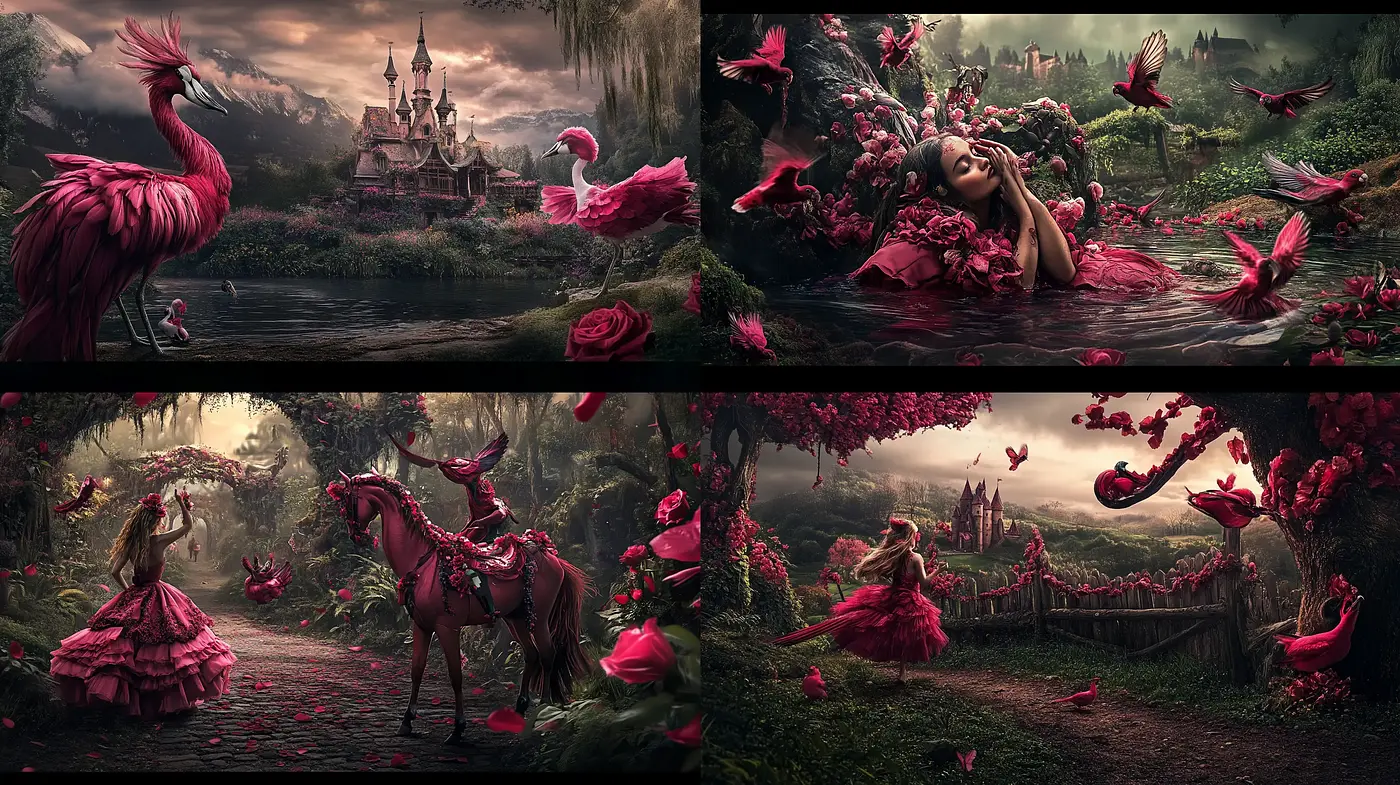 Enchanted Twilight: A Tapestry of Dreamlike Surrealism with a Touch of Baroque - Midjourney sref style