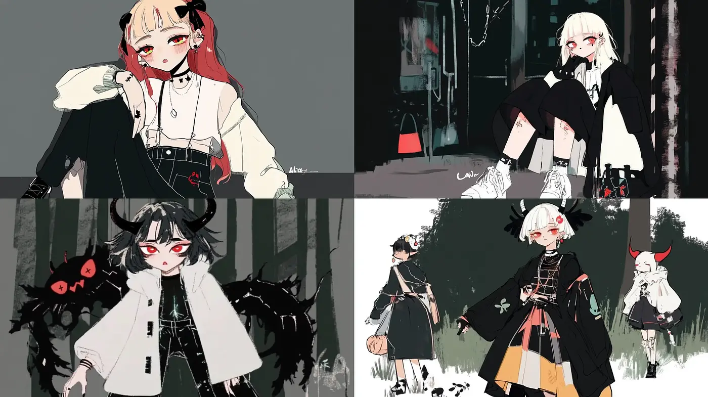 Stylized Monochromatic Anime Aesthetic with a Touch of Elegance - Midjourney sref style