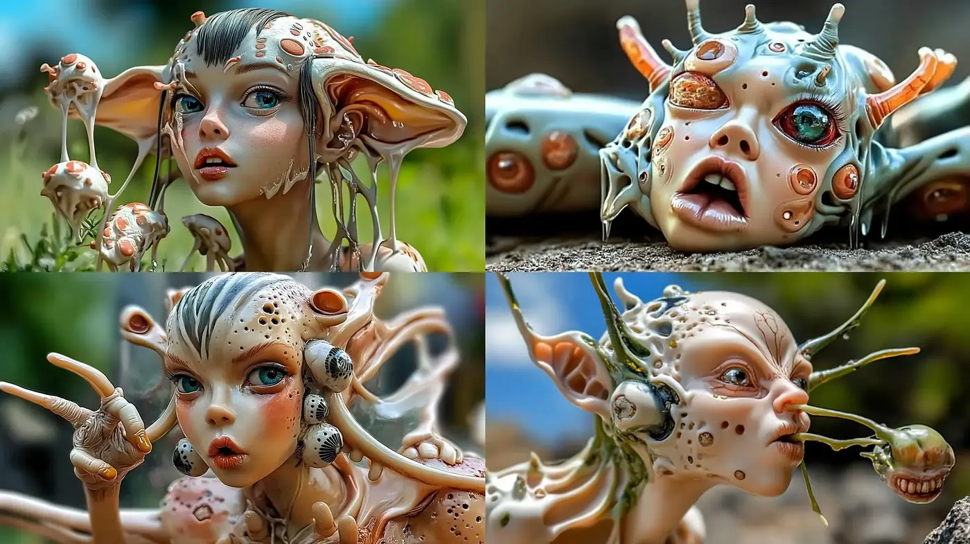 Surreal Biomorphic Fantasy with Vibrant Organic Essence - Midjourney sref style