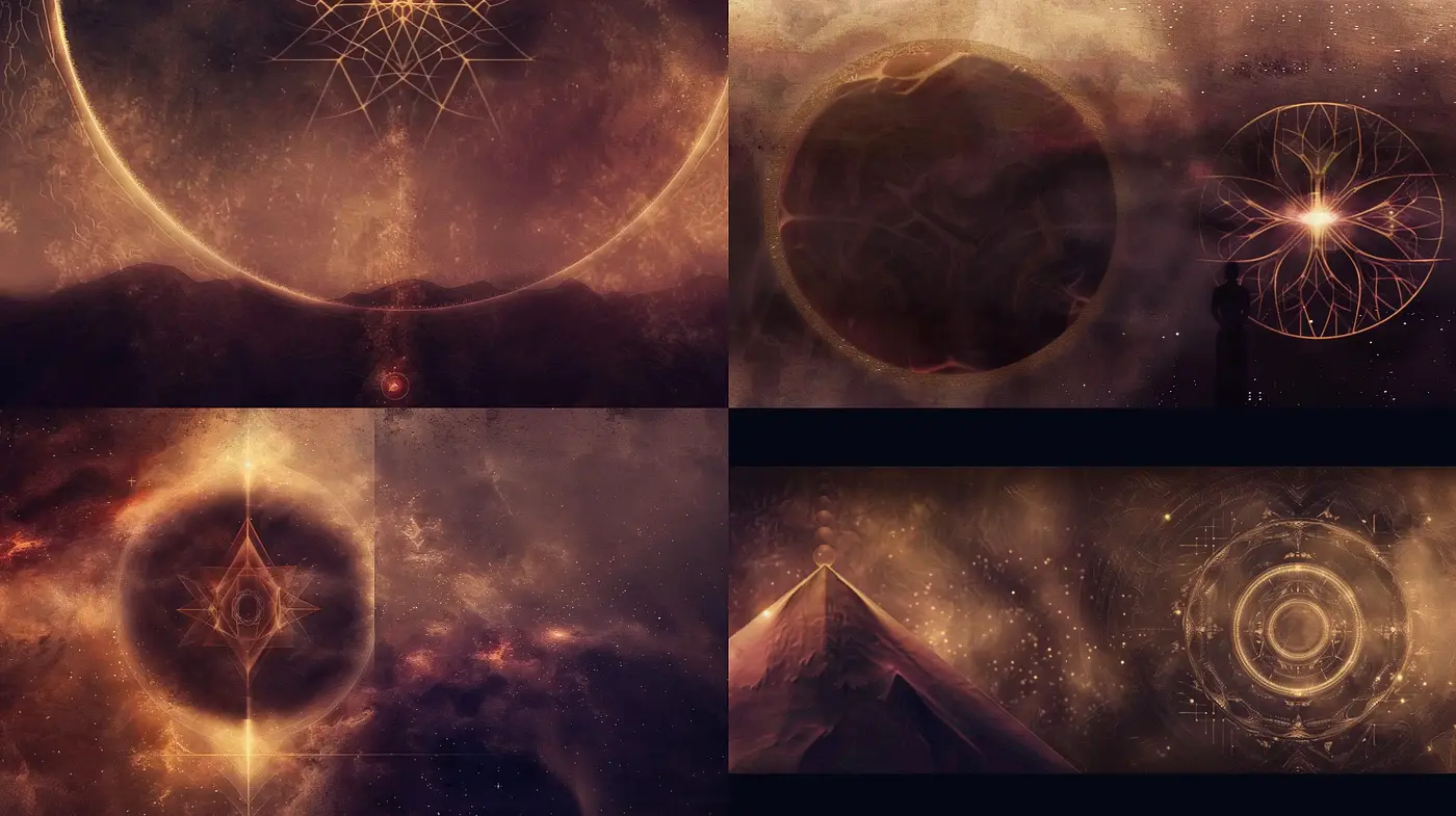 Cosmic Tapestry: Ethereal Ambience with Geometric Harmony - Midjourney sref style