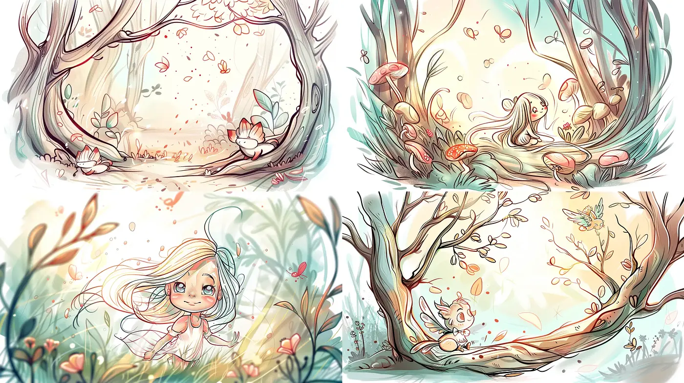 Whimsical Nature-Inspired Illustrative Dreamscapes - Midjourney sref style