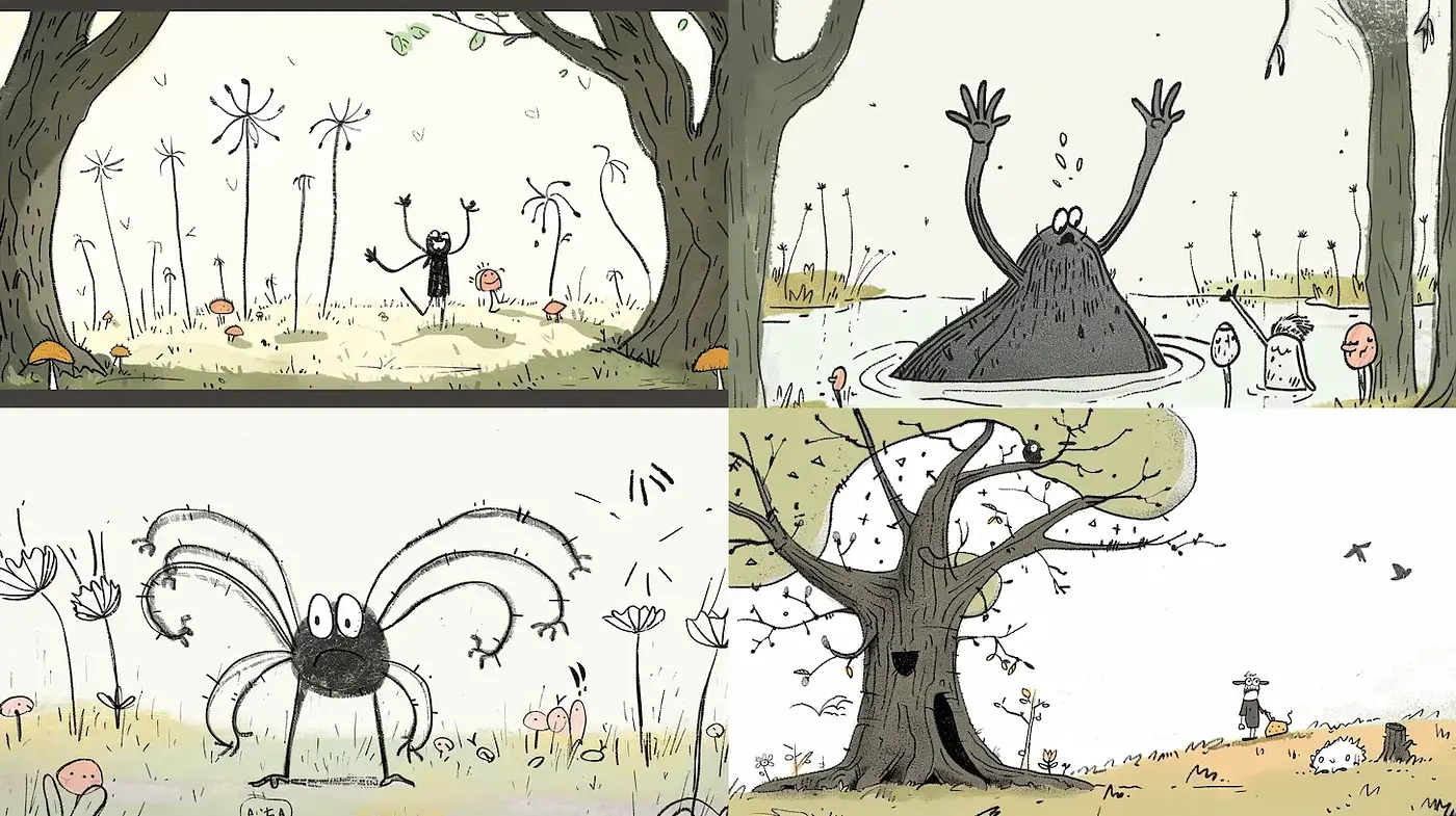 Whimsical and Playful Illustrations with a Touch of Surrealism - Midjourney sref style