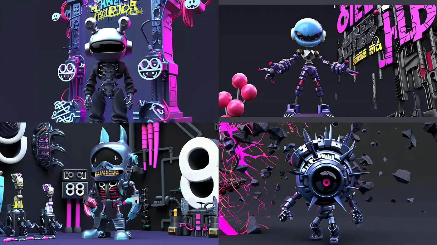 Futuristic Neon Cyberpunk Vision with a Manga-Inspired Robotic Twist - Midjourney sref style