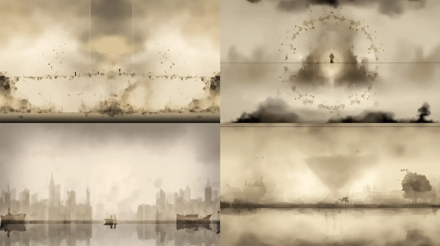 Ethereal Landscape with Fluid Brushwork and Monochromatic Tones - Midjourney sref style