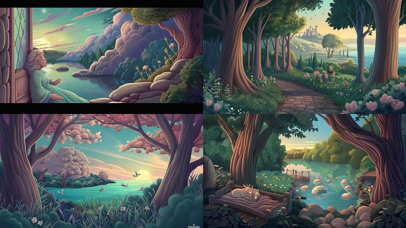 Serene Twilight Palette: A Homage to Tranquil Landscapes and Nostalgic Dreamscapes - Midjourney sref style
