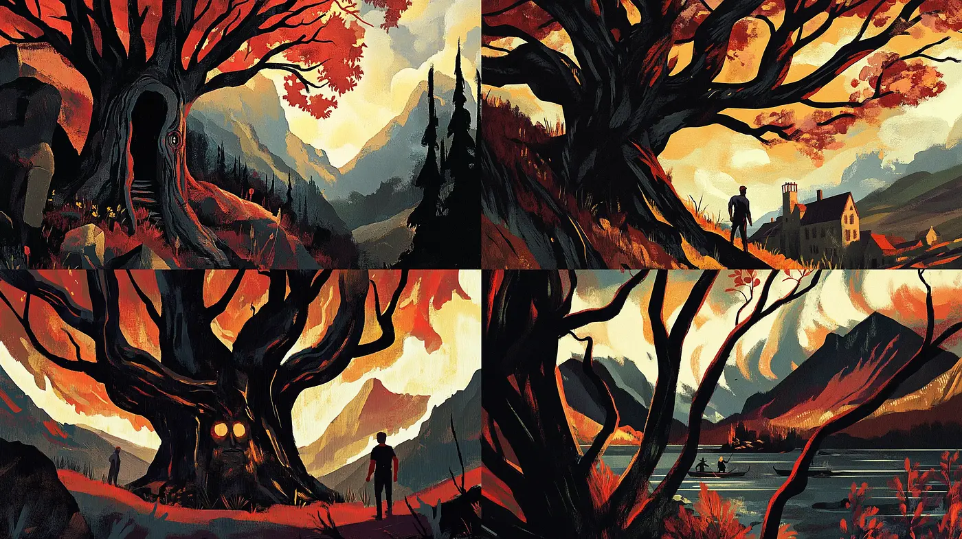 Stylized Natural Dramatic Vistas with a Surreal Twist - Midjourney sref style