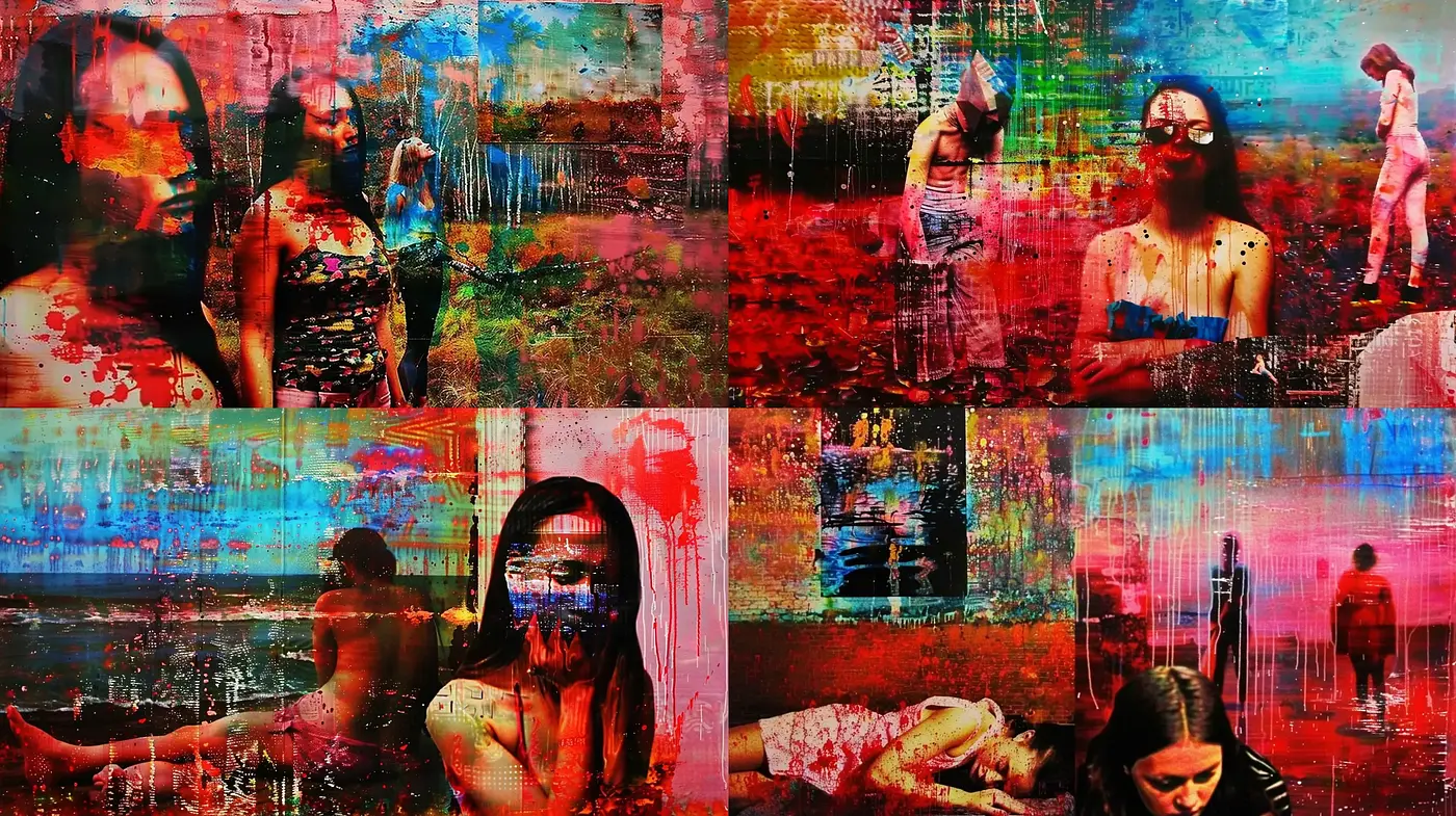 Distressed Ephemera: A Fusion of Digital Decay and Traditional Textures - Midjourney sref style