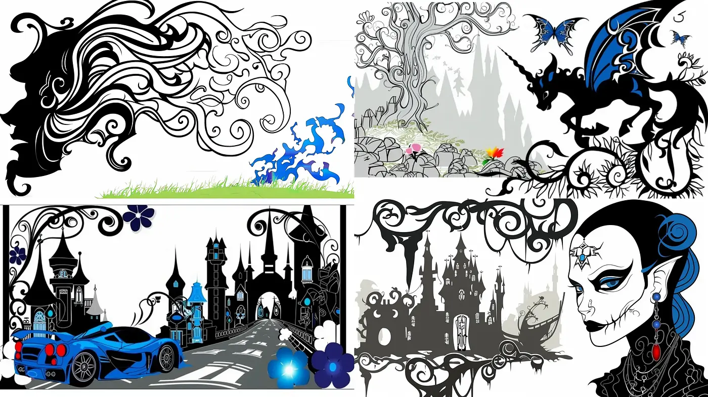 Enchanted Noir Fantasy with Baroque Ornamentation - Midjourney sref style