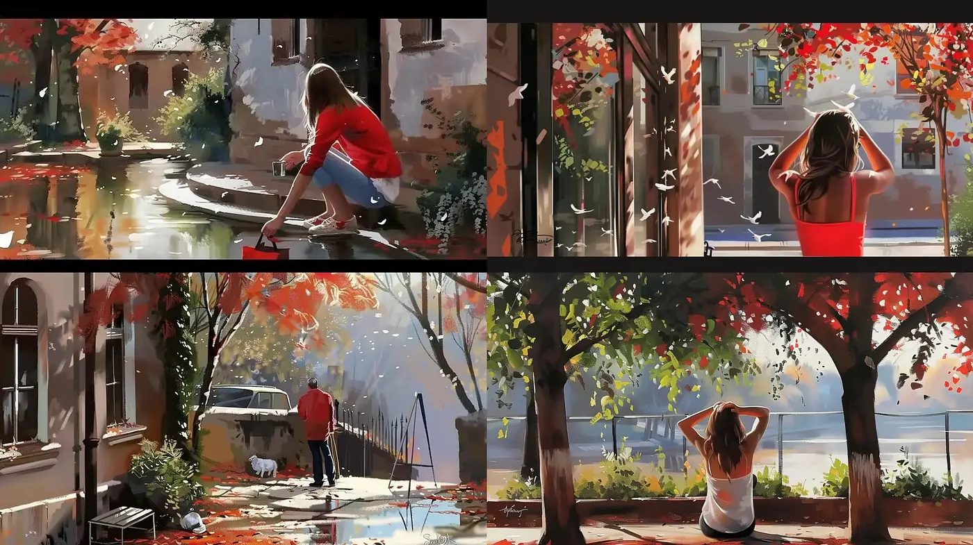 Autumnal Harmony: A Fusion of Light and Texture in Seasonal Transition - Midjourney sref style
